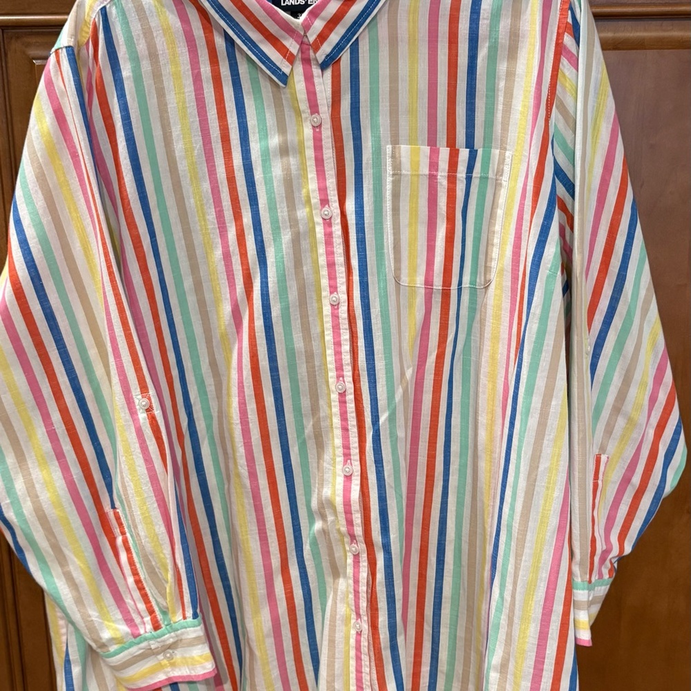 Lands' End Colorful Striped Women's Blouse 3X